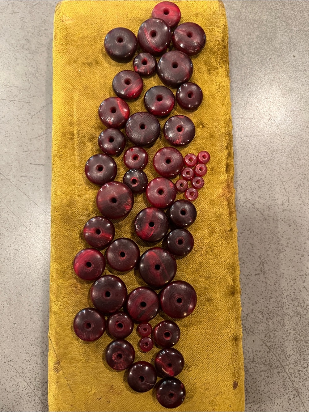 Assorted Round Donut Beads in Deep Burgundy and Red
